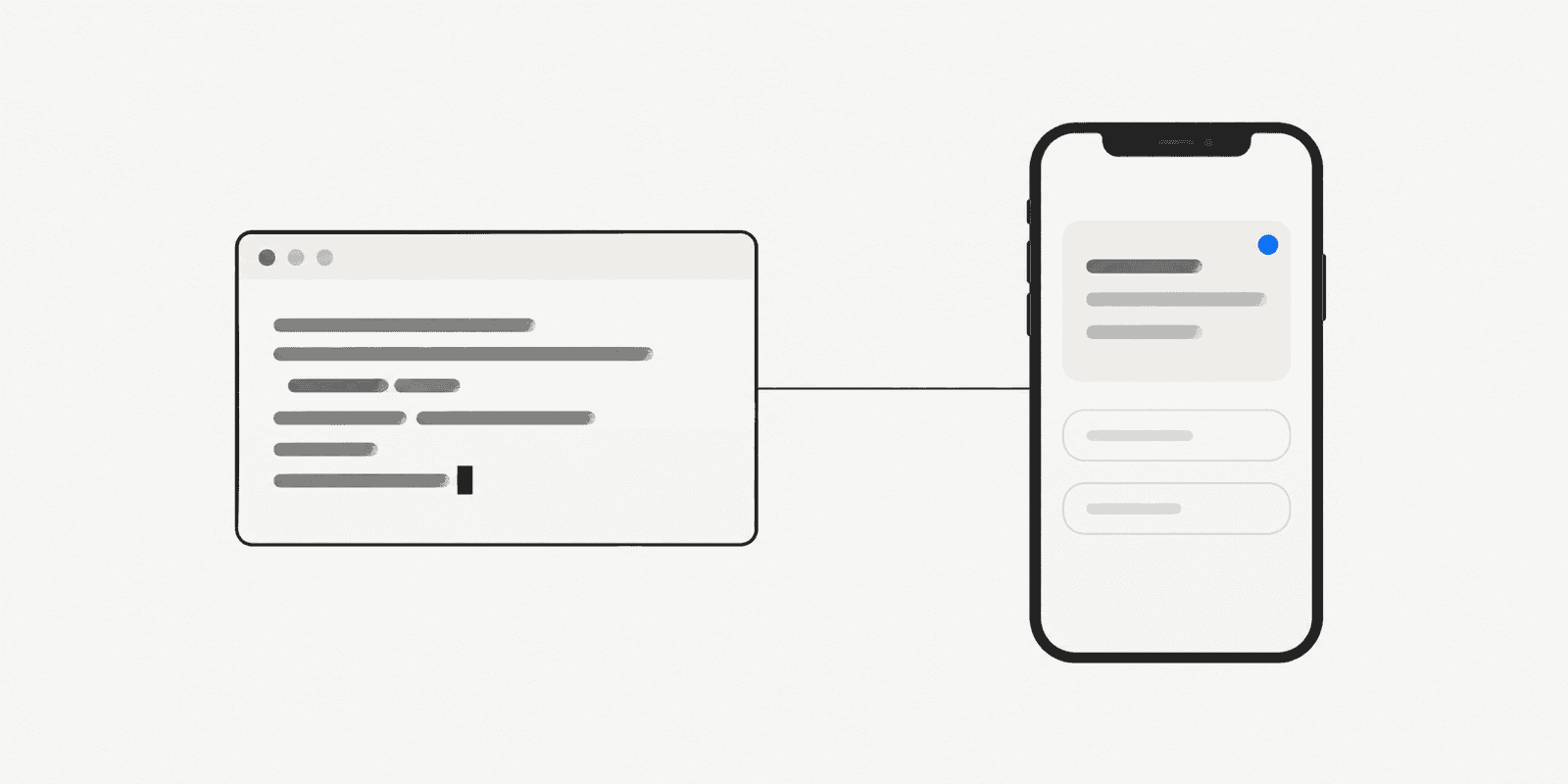 An AI agent paused at a question while an iPhone shows the pending question