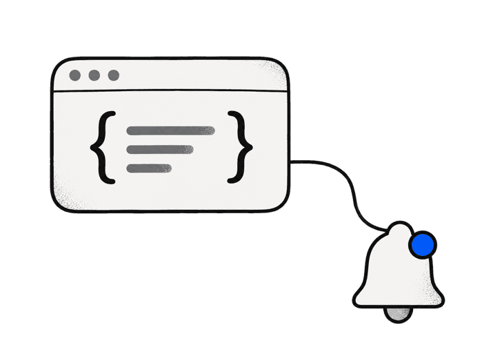 Illustration of a JSON config entry linking an agent to Notifex